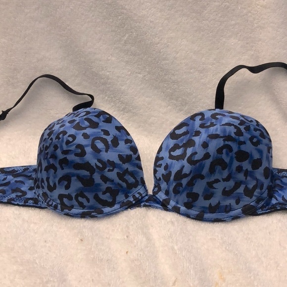 Candie’s Blue & Black Leopard skin bra size 34B - Picture 1 of 6